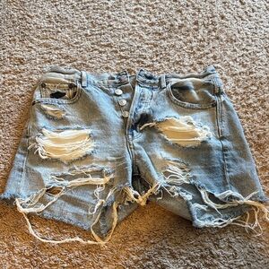 American Eagle Outfitters Light Blue Distressed Jean Shorts